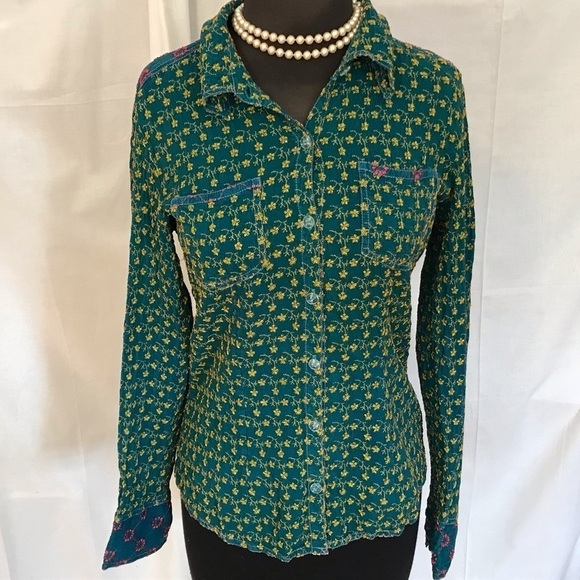 Johnny Was embroidered rayon cowboy shirt S - Picture 2 of 6